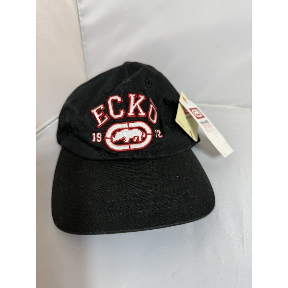 ECKO Unltd Rhino 1972 Baseball Cap Hat Polo Style Black Red Y2K Urban Wear NWT